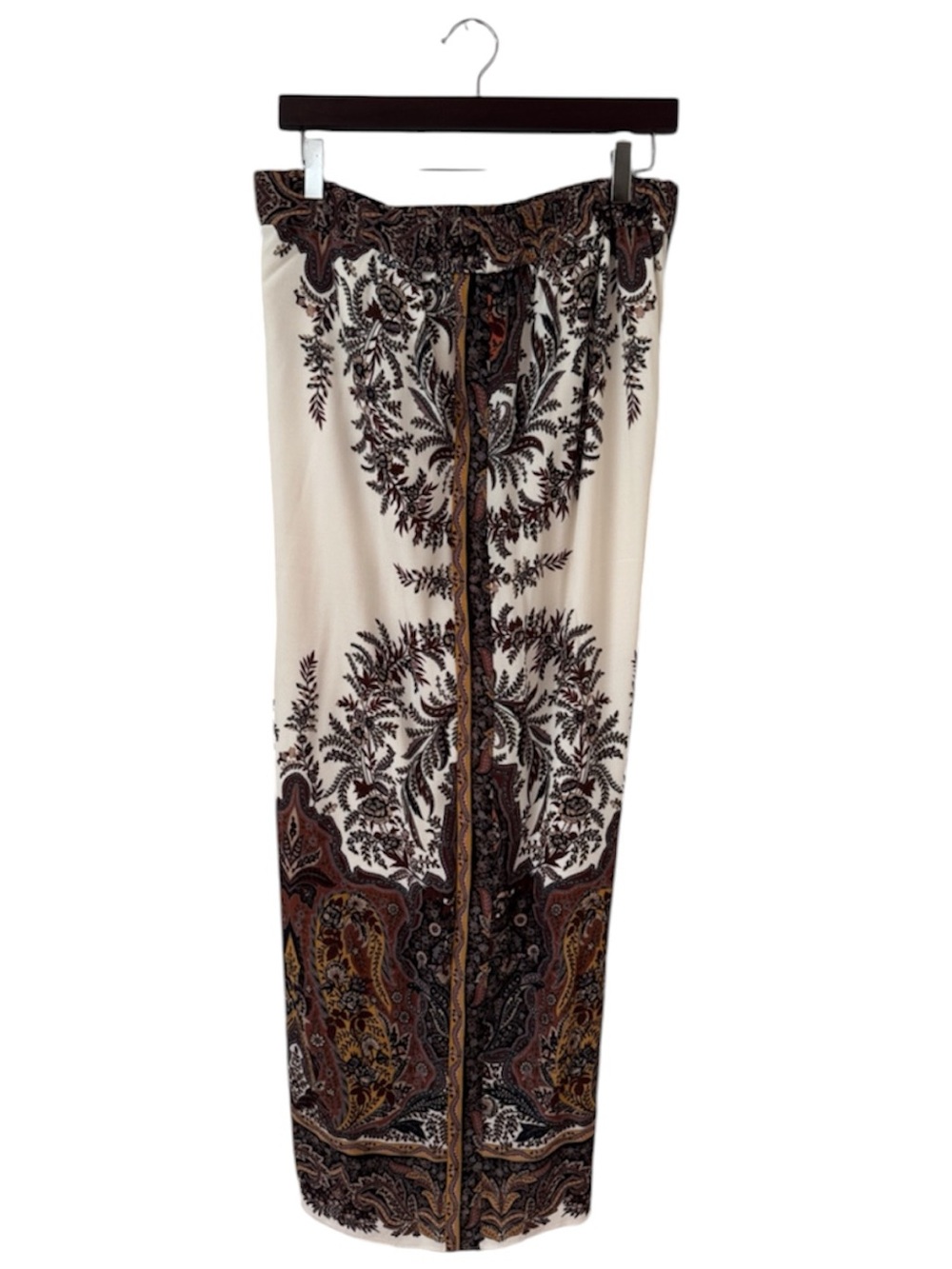 Kobi Halperin Cream With Brown Paisley-Print Wide Leg Pants
